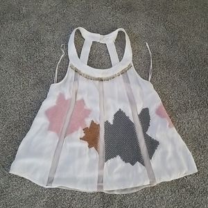 Anthropologie Floreat Beaded Top with Embroidery